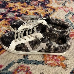 Vintage Havana Snuggle Faux Fur Pewter Snake Mix Slip On Sneakers 8.5 NEW